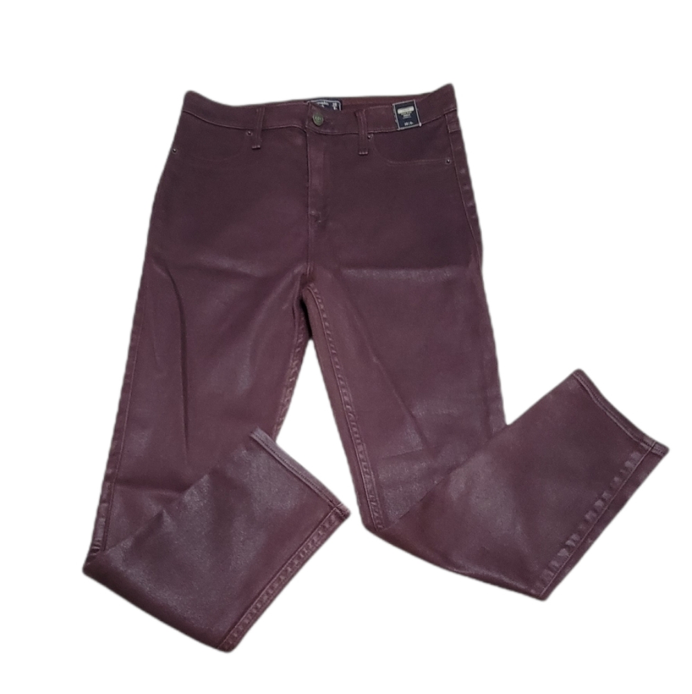 Abercrombie & Fitch Burgundy Simone High Rise Ankle Waxed Pants Size‎ 28/6
